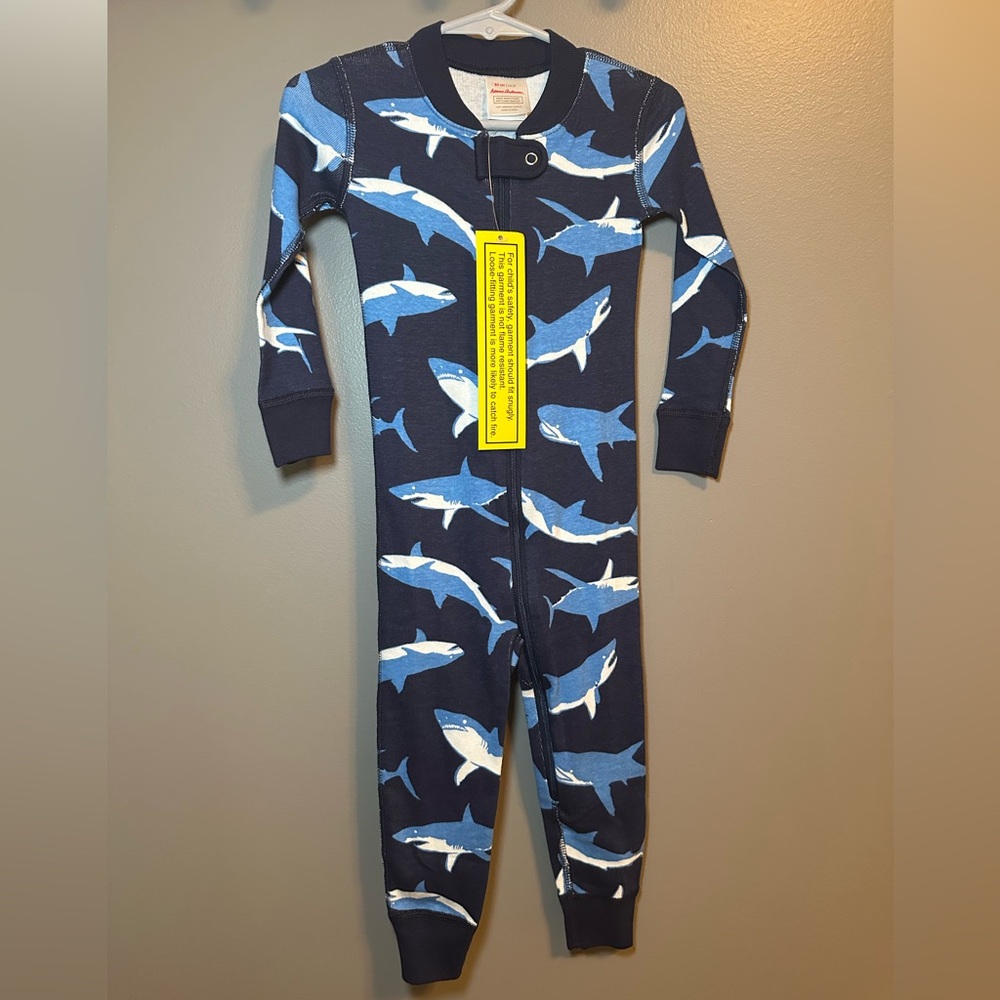 Hanna Andersson Blue Shark Print Kids Footie